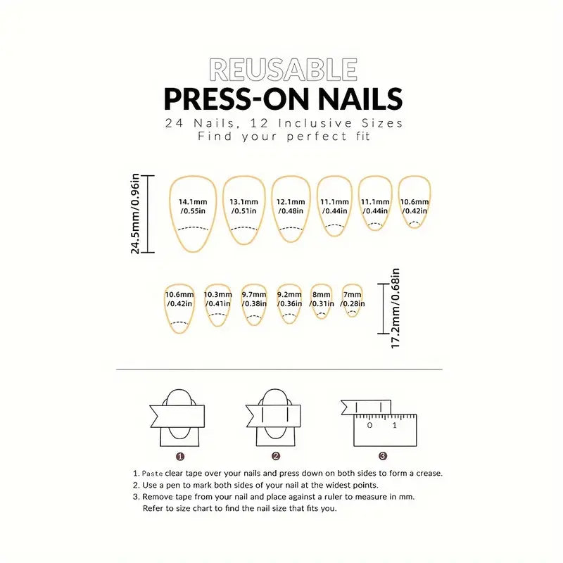 YelloTee Matte Green Almond Press-On Nails Set – 24pcs Short Solid Color Textured Fake Nails with Jelly Glue