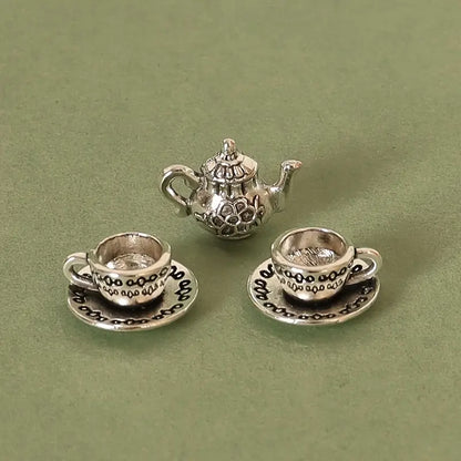 Yellotee Mini Vintage Tea Set 3pcs Silver Floral