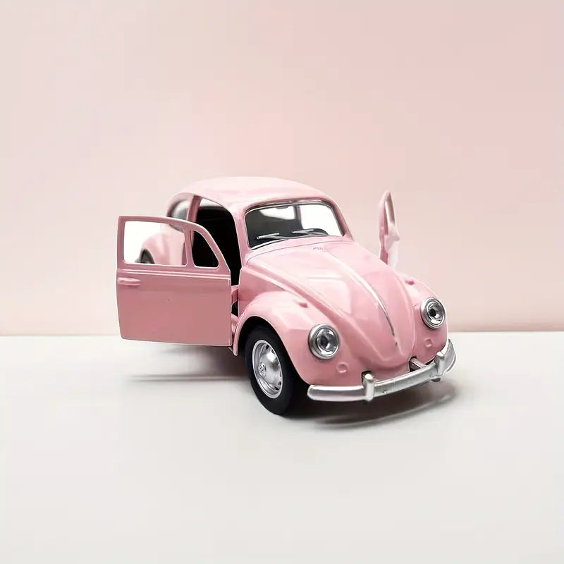 Pink Volkswagen Beetle Diecast Car Model with Openable Doors – Collectible Toy