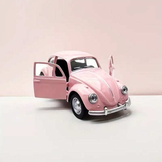 Pink Volkswagen Beetle Diecast Car Model with Openable Doors – Collectible Toy