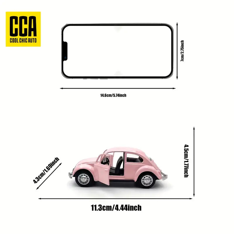 Pink Volkswagen Beetle Diecast Car Model with Openable Doors – Collectible Toy