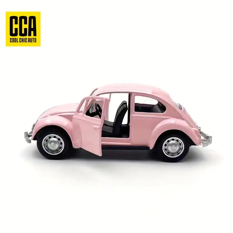 Pink Volkswagen Beetle Diecast Car Model with Openable Doors – Collectible Toy
