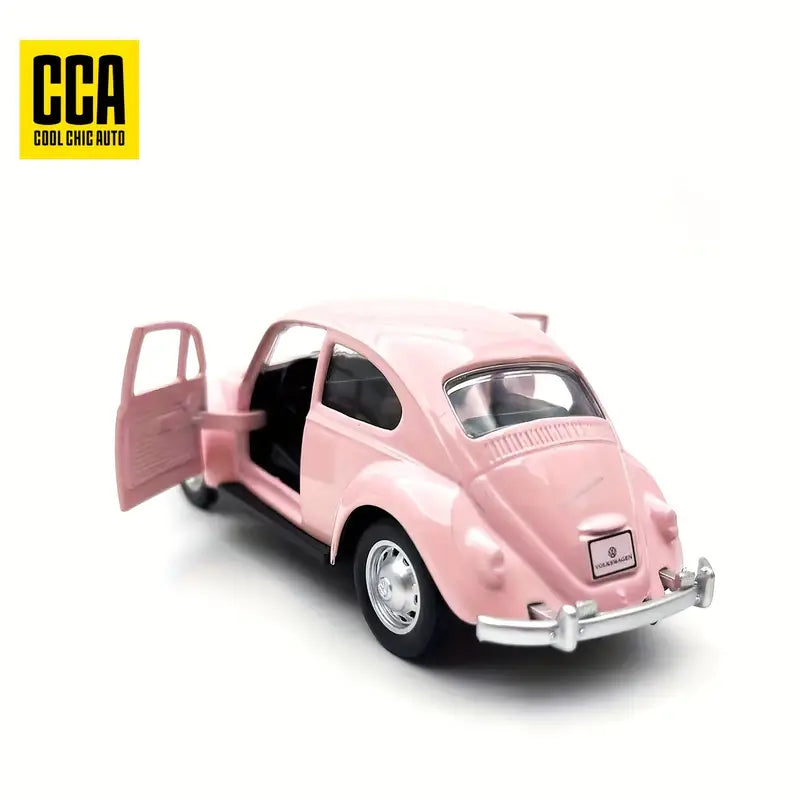 Pink Volkswagen Beetle Diecast Car Model with Openable Doors – Collectible Toy