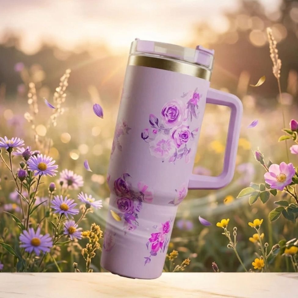 Yellotee Premium Floral Quencher 40oz Insulated Tumbler