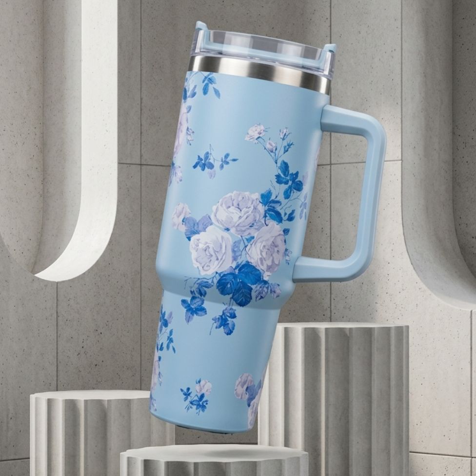 Yellotee Premium Floral Quencher 40oz Insulated Tumbler