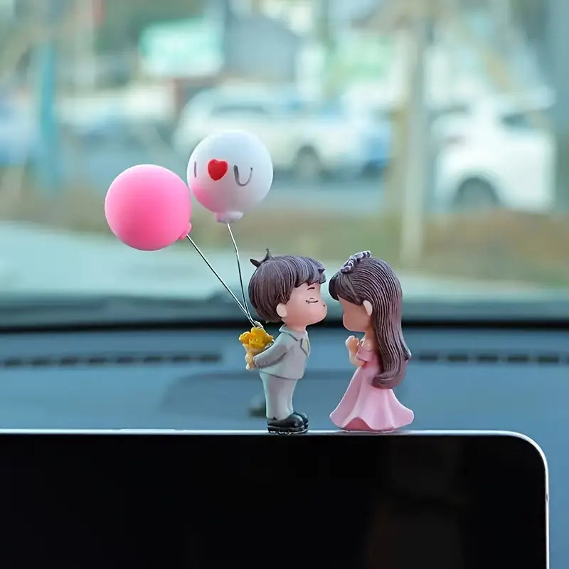 Cute Couple Car Dashboard Ornament – Romantic PVC Decor
