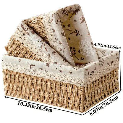 3-piece rope woven storage baskets in small, medium, and large sizes for home and office use