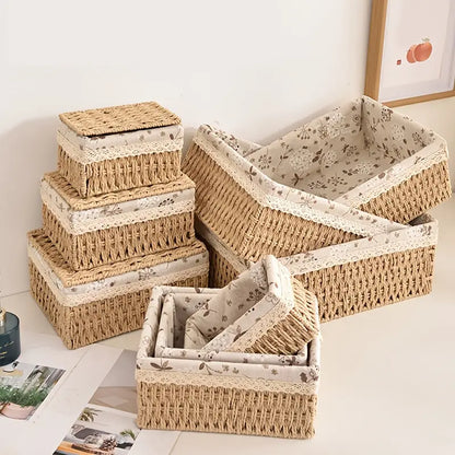 3-piece rope woven storage baskets in small, medium, and large sizes for home and office use