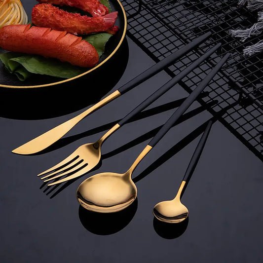 0-piece mirror-polished stainless steel cutlery set with knife, fork, and spoon