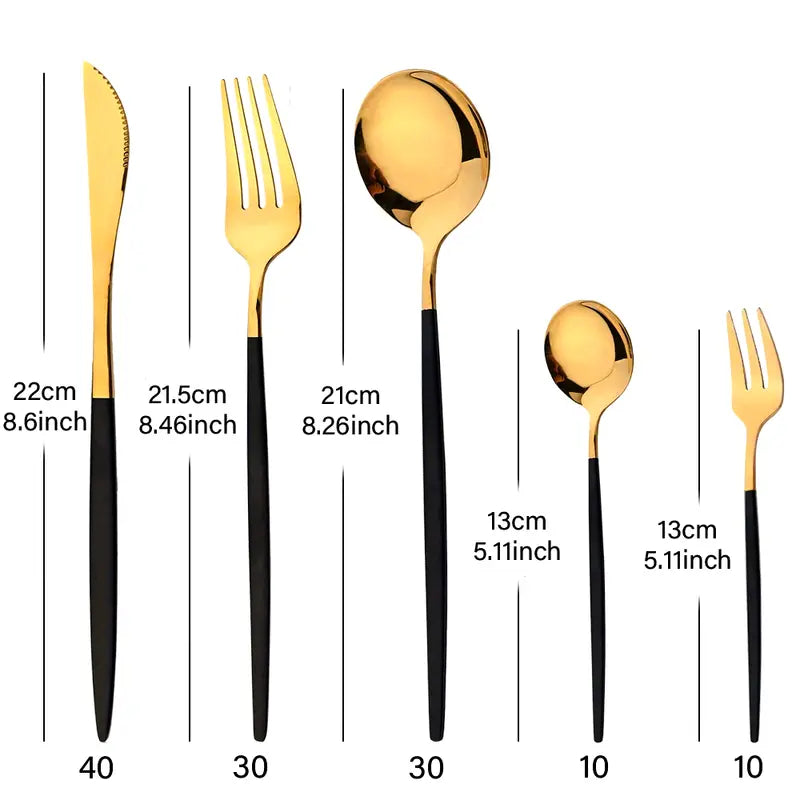 0-piece mirror-polished stainless steel cutlery set with knife, fork, and spoon