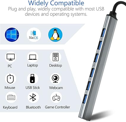 Yellotee USB HUB 3.0 Aluminum Alloy 7-Port Expander