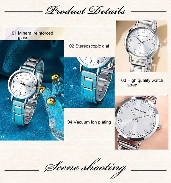 Yellotee Women’s Quartz Watch with Roman Dial Steel Band & Bracelet